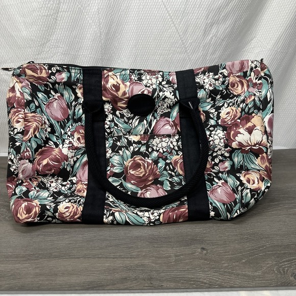 Avon Handbags - Vintage Shoulder Travel Bag Floral 90s Avon Garden Bag Roses Packing Bag Gym Bag